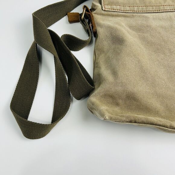 Augur Canvas Shoulder Saddle Bag Messenger Brown Leather Medium‎ Flap Snap Hobo - Picture 7 of 15